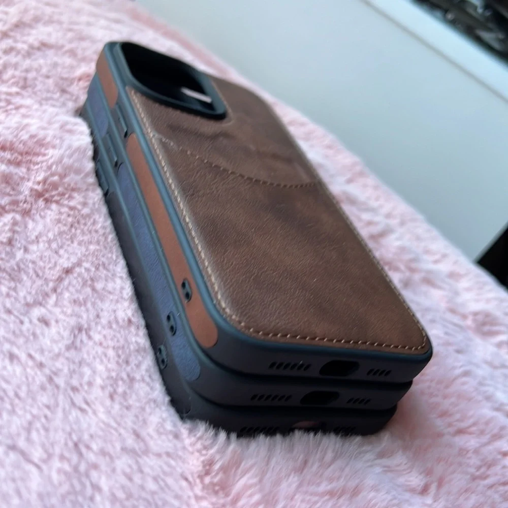 For iPhone 14 PRO leather phone case with pocket holder with stitching cover